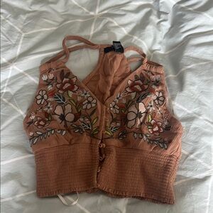 Forever 21 Orange Embellished Crop Tank Top